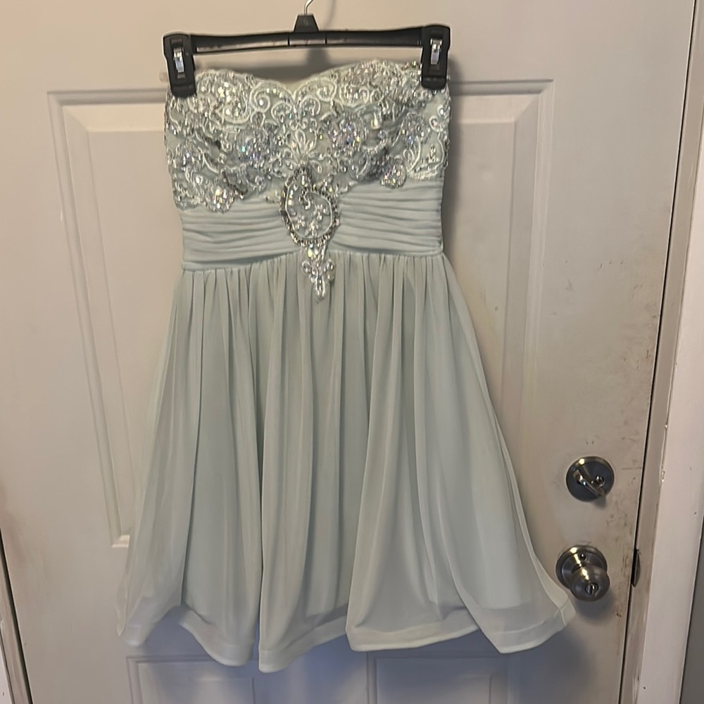 Strapless Light Green Embellished Dress